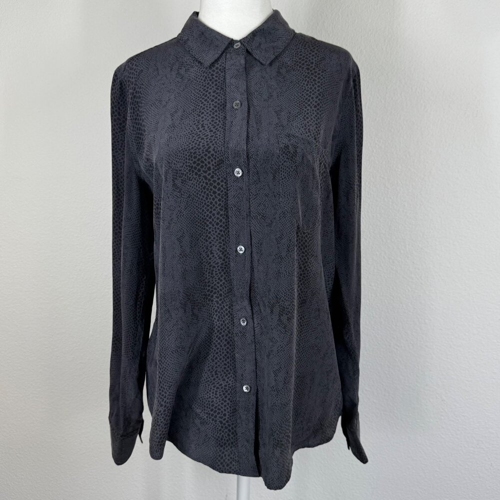Rails Kate Cobra Black Silk Blouse Sz S Snakeskin Print Button Up